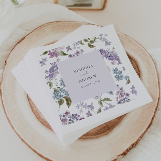 Guardanapo De Papel Casamento Lilás Elegante (Elegant Lilac Wedding Napkins by Painted Paperie
)