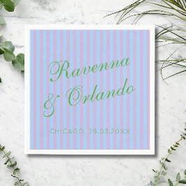 Guardanapo De Papel Casamento Listra Rosa Azul Verde Cítrico Retro