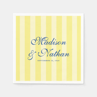 Guardanapo De Papel Casamento Listrado Azul e Amarelo Italiano Persona