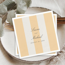 Guardanapo De Papel Casamento Listras de Cabana Amarelo e Branco Simpl