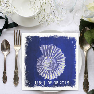 Guardanapo De Papel casamento litoral dos seashells náuticos chiques
