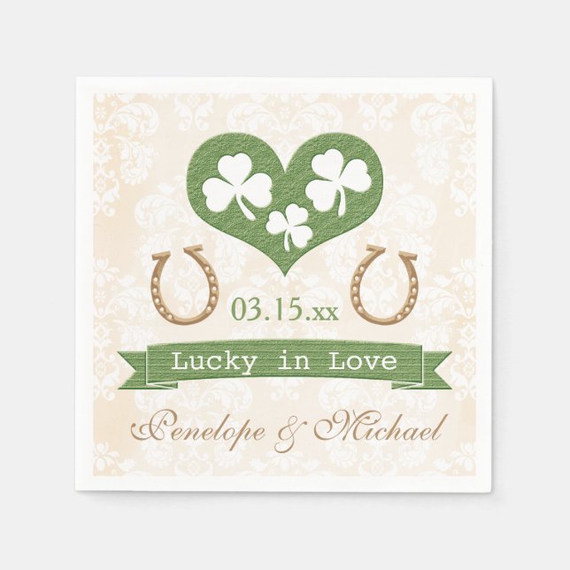 Guardanapo De Papel Casamento Lucky Horsfere e Shamrock (Frente)