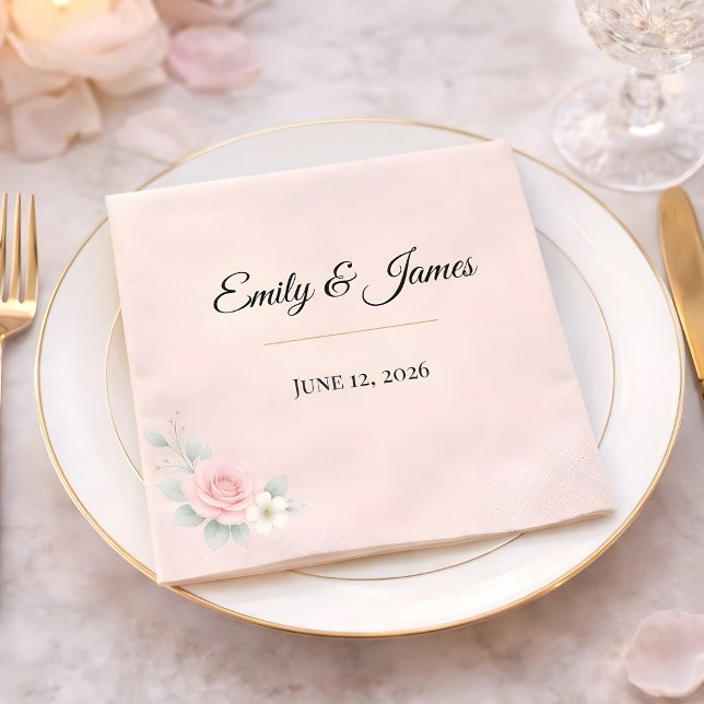 Guardanapo De Papel Casamento Luxuoso com Rubor (Luxury blush reception napkin for wedding collection)