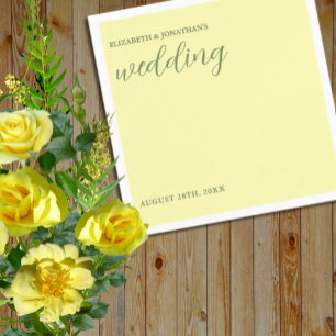Guardanapo De Papel Casamento Manteiga Amarelo e Sage Minimalista
