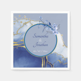 Guardanapo De Papel Casamento Mármore Azul Água Moderna