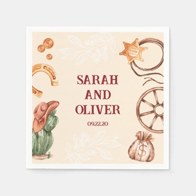 Guardanapo De Papel casamento marrom bestial (Frente)