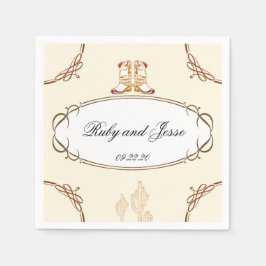 Guardanapo De Papel Casamento Marrom Negra Ocidental