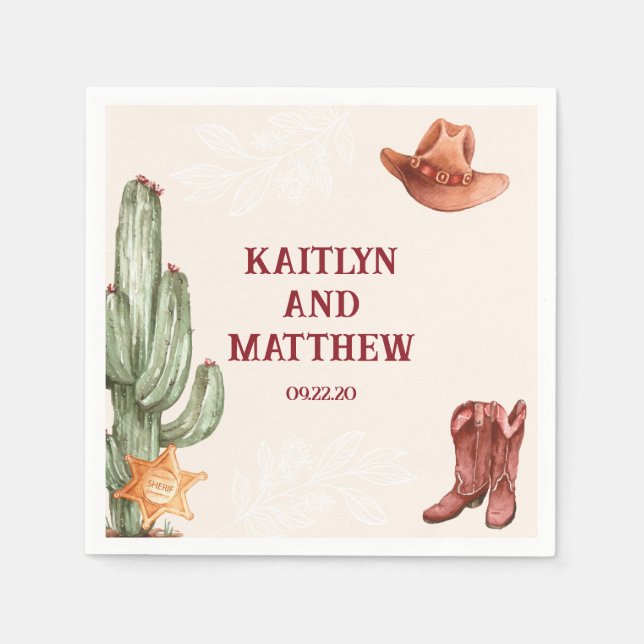 Guardanapo De Papel Casamento marrom ocidental elegante (Frente)