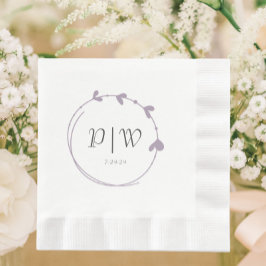 Guardanapo De Papel Casamento Mauve Simple Heart Wreath Monogramas
