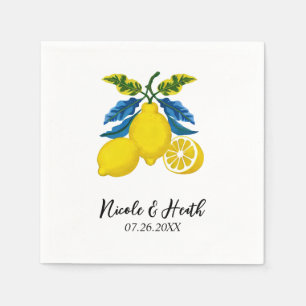 Guardanapo De Papel Casamento Mediterrâneo Aquarela Água Limão Amarelo