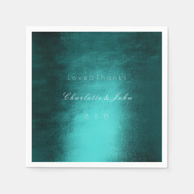 Guardanapo De Papel Casamento Metálico Mínimo Verde Tropical (Frente)