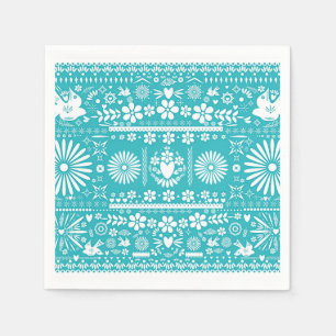 Guardanapo De Papel Casamento Mexicano Picado Turquesa Teal União Matr