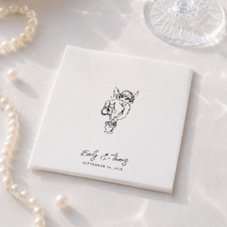 Guardanapo De Papel Casamento Minimalista Caprichoso com Tinta Desenha