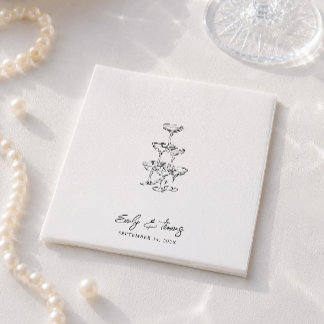 Guardanapo De Papel Casamento Minimalista Caprichoso com Tinta Desenha