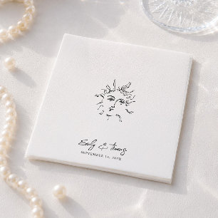 Guardanapo De Papel Casamento Minimalista Caprichoso com Tinta Desenha