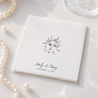 Guardanapo De Papel Casamento Minimalista Caprichoso com Tinta Desenha