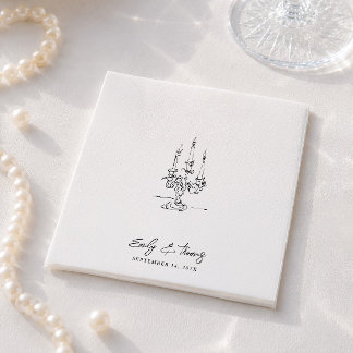 Guardanapo De Papel Casamento Minimalista Caprichoso com Tinta Desenha