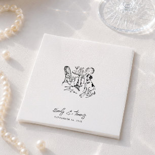 Guardanapo De Papel Casamento Minimalista Caprichoso com Tinta Desenha
