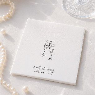Guardanapo De Papel Casamento Minimalista Caprichoso Tinta Desenhado à