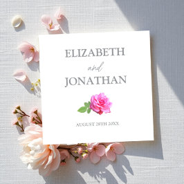 Guardanapo De Papel Casamento Minimalista Clássico Rosa Rosa
