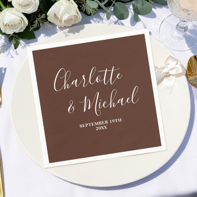 Guardanapo De Papel Casamento Minimalista com Letra Brown (Criador carregado)