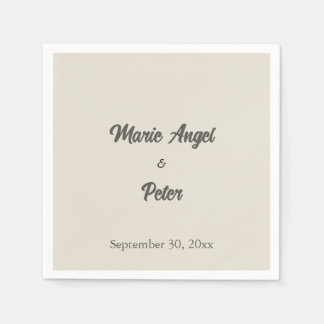 Guardanapo De Papel Casamento Minimalista com Letra Calma e Neutra