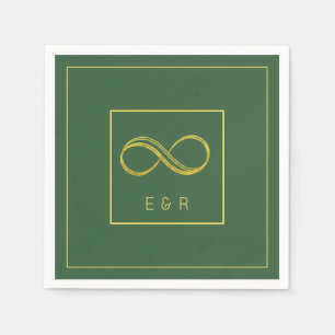 Guardanapo De Papel Casamento minimalista da eternidade do ouro verde