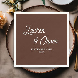 Guardanapo De Papel Casamento Minimalista de Script Brown