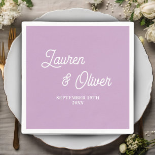 Guardanapo De Papel Casamento Minimalista de Script Roxo Lilac