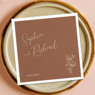 Guardanapo De Papel Casamento Minimalista de Terracotta Boho Botanical