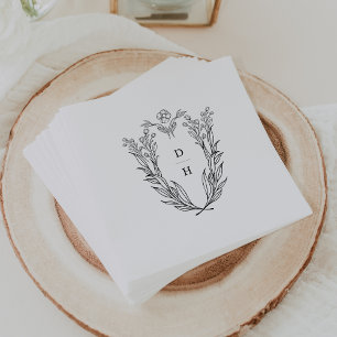 Guardanapo De Papel Casamento Minimalista de Verde Branco Negro