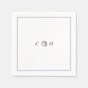 Guardanapo De Papel Casamento minimalista do monograma floral de prata