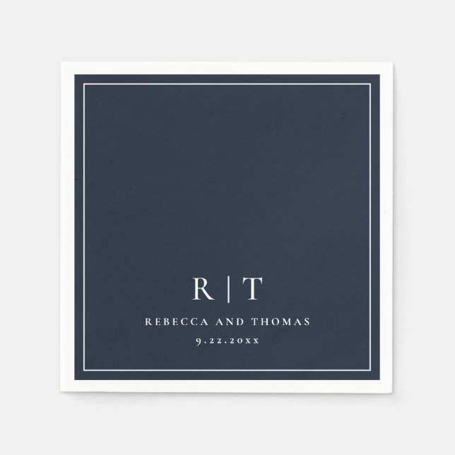 Guardanapo De Papel Casamento minimalista do monograma moderno (Frente)