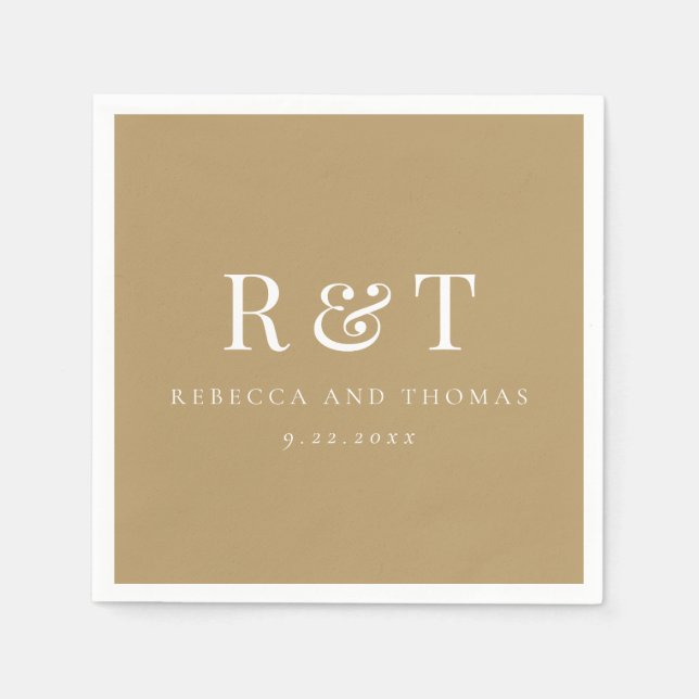 Guardanapo De Papel Casamento minimalista do monograma moderno (Frente)