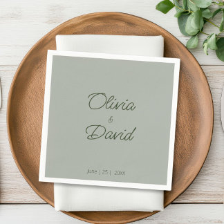 Guardanapo De Papel Casamento Minimalista Elegante Sage Green