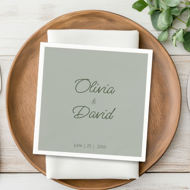 Guardanapo De Papel Casamento Minimalista Elegante Sage Green (Criador carregado)