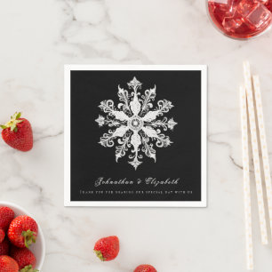 Guardanapo De Papel Casamento Minimalista em Floco de Neve Branco