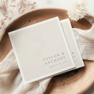 Guardanapo De Papel Casamento Minimalista Moderno e Elegante em Marfim