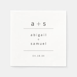 Guardanapo De Papel Casamento Minimalista Monograma Moderno Preto e Br