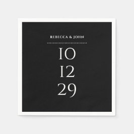 Guardanapo De Papel Casamento Minimalista Preto e Branco em Data Espec