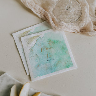 Guardanapo De Papel Casamento Minimalista Simples e Dourado Verde Napk