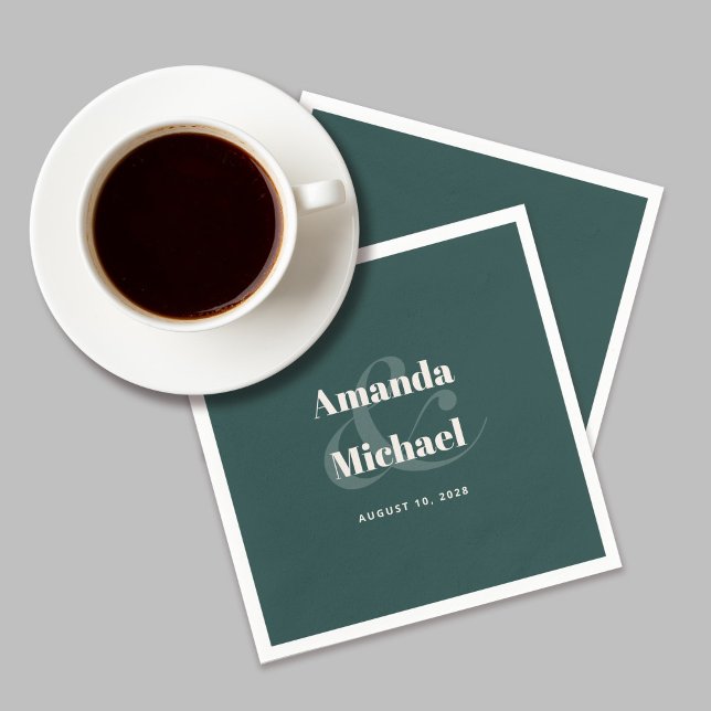 Guardanapo De Papel Casamento Minimalista Simples Emerald Verde (Criador carregado)