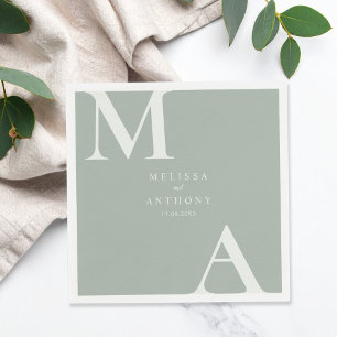 Guardanapo De Papel Casamento Minimalista Verde do Moderno Sage
