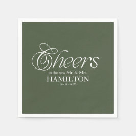 Guardanapo De Papel Casamento Minimalista Verde Floresta Cheers