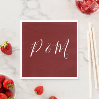 Guardanapo De Papel Casamento Minimalista Vermelho e Branco