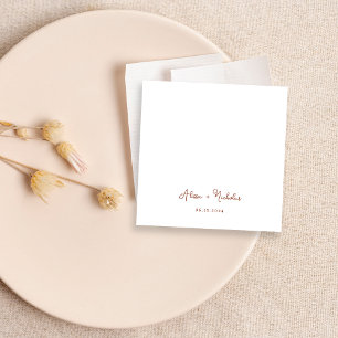 Guardanapo De Papel Casamento Mínimo de Teracotta Calliografia