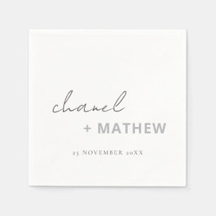 Guardanapo De Papel Casamento Mínimo de Tipografia de Script Branco Pr