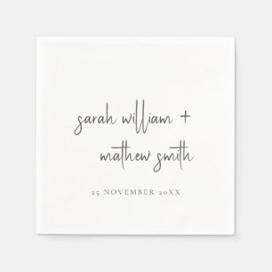 Guardanapo De Papel Casamento Mínimo de Tipografia de Script Branco Pr