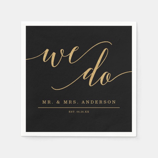 Guardanapo De Papel Casamento Mínimo Dourado Elegante Napkin (Frente)