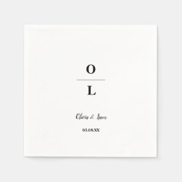 Guardanapo De Papel Casamento Mínimo e Branco Chic e Negro